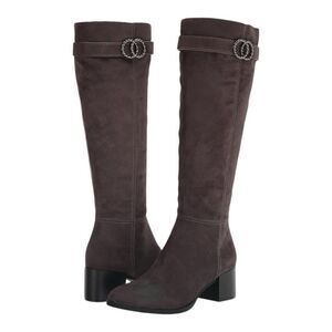 LifeStride Women’s Daring MicroSuede Knee Tall Riding Boot in Stone Grey…